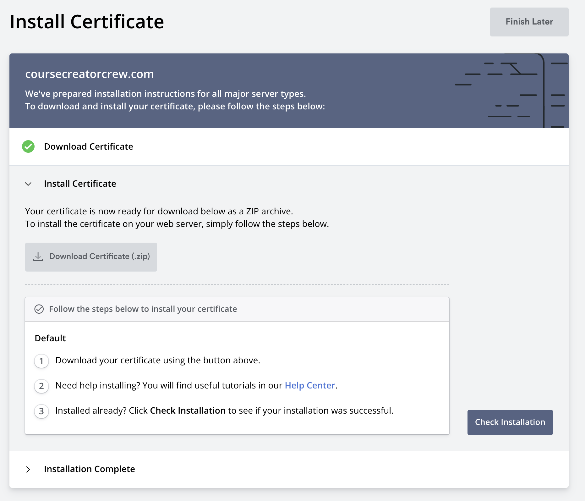 Install Certificate